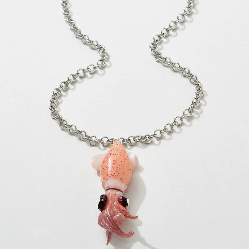 🦑 Awesome 3D 3 Dimensional Realistic Look Squid Chainlink Necklace 🦑